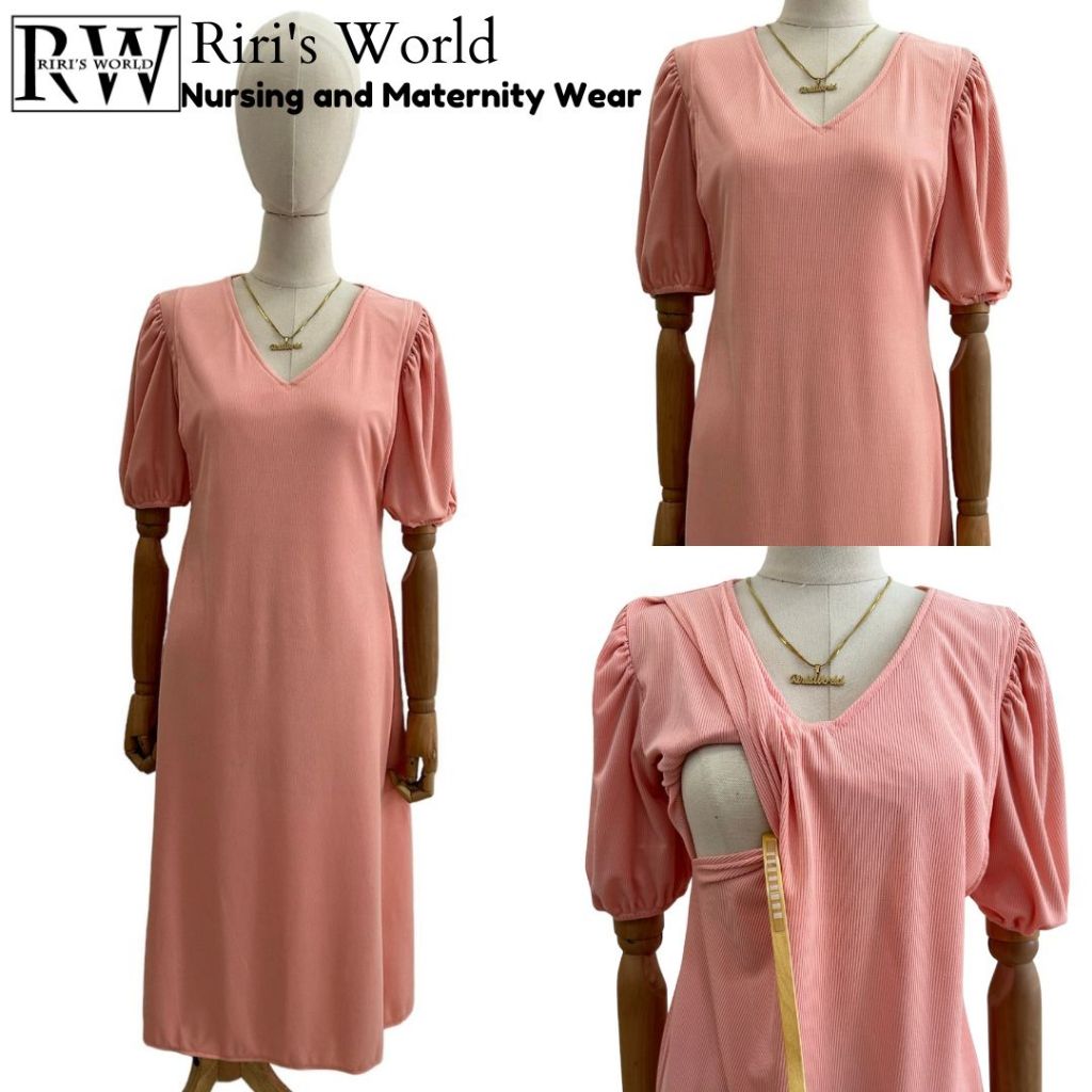 RirisWorld| Ara Puff  Maternity Breastfeeding  Maxi Flare Dress