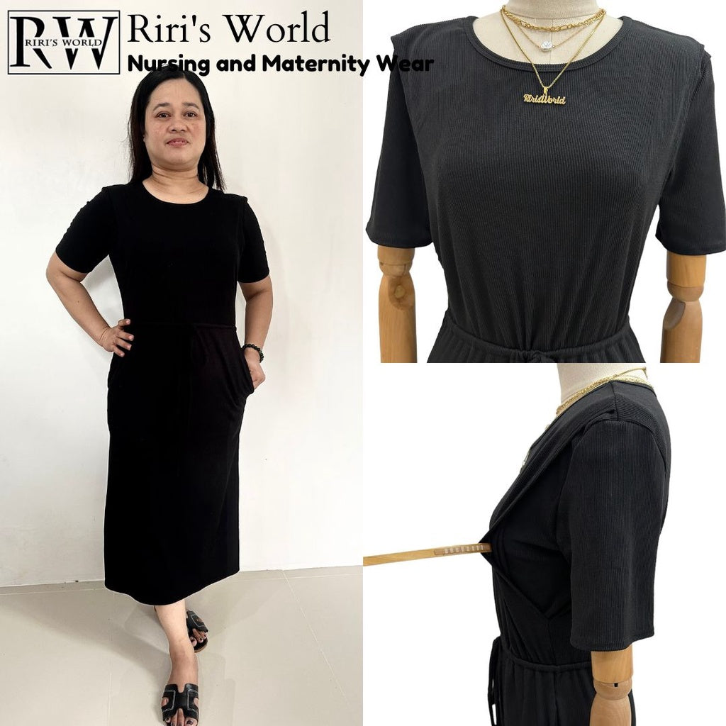 RirisWorld| Bethany Drawstring Maternity Breastfeeding Maxi Dress