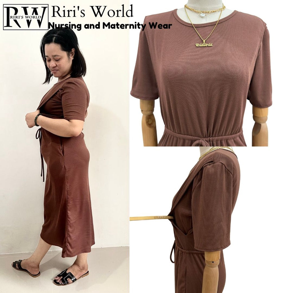 RirisWorld| Bethany Drawstring Maternity Breastfeeding Maxi Dress