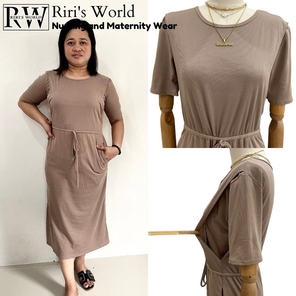 RirisWorld| Bethany Drawstring Maternity Breastfeeding Maxi Dress