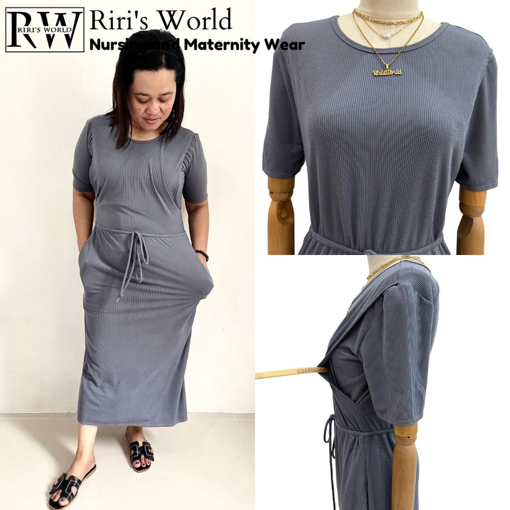 RirisWorld| Bethany Drawstring Maternity Breastfeeding Maxi Dress