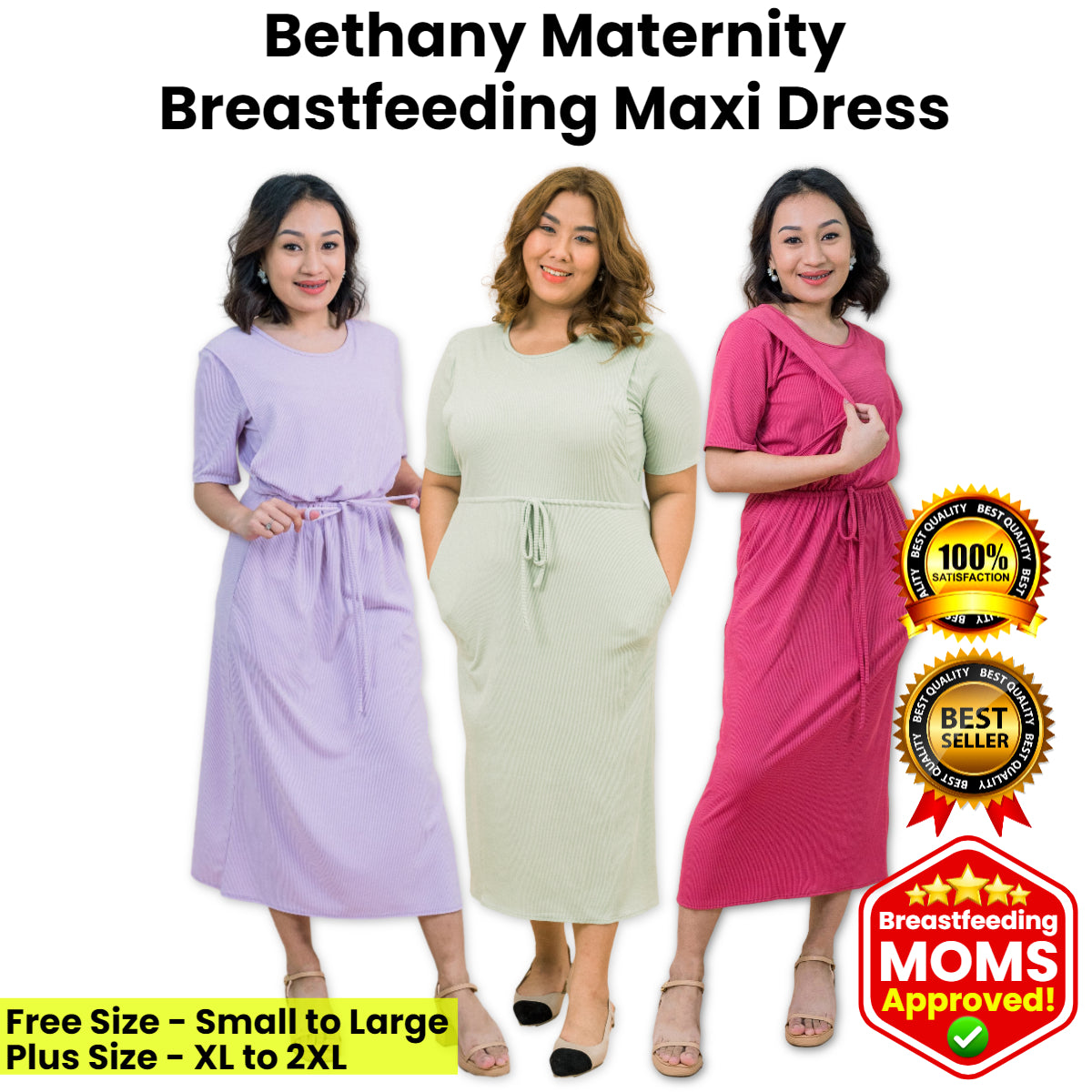 RirisWorld| Bethany Drawstring Maternity Breastfeeding Maxi Dress