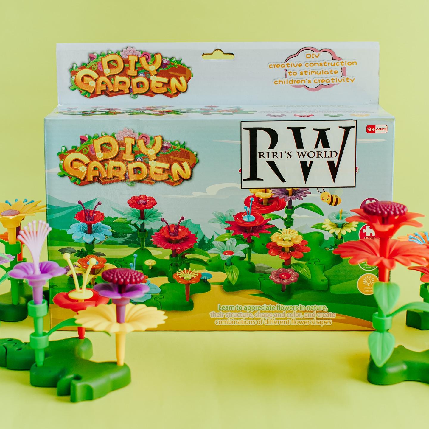 RIRI'S WORLD| STEM Educational DIY Garden Colorful Flower Puzzle  Toy Set