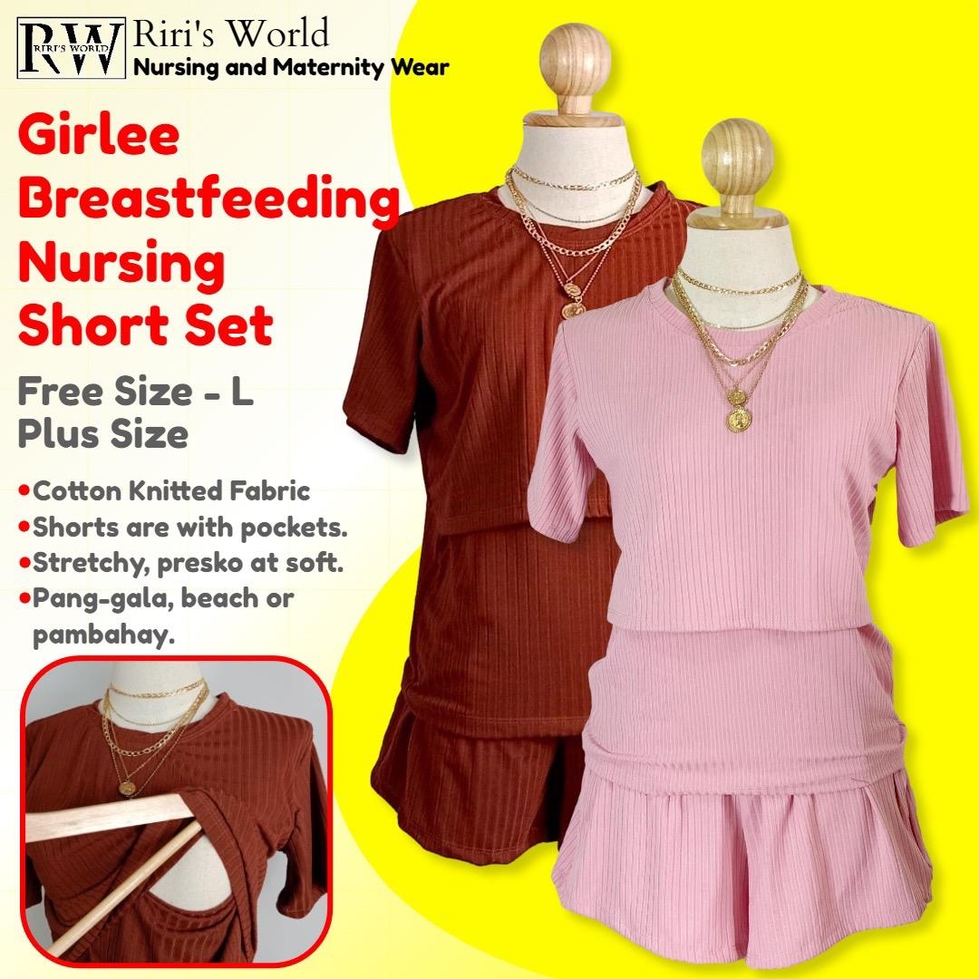 RIRI'S WORLD| Girlee Breastfeeding Short Set Nursing Short Cooridnates Free Size and Plus Size