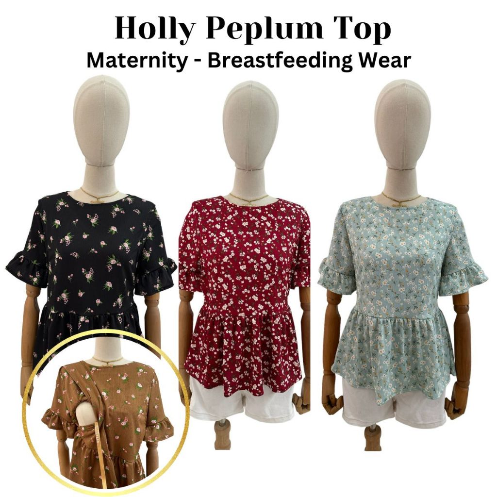 RirisWorld| Holly Peplum Maternity -  Breastfeeding Top - Maternity Top - Nursing Top