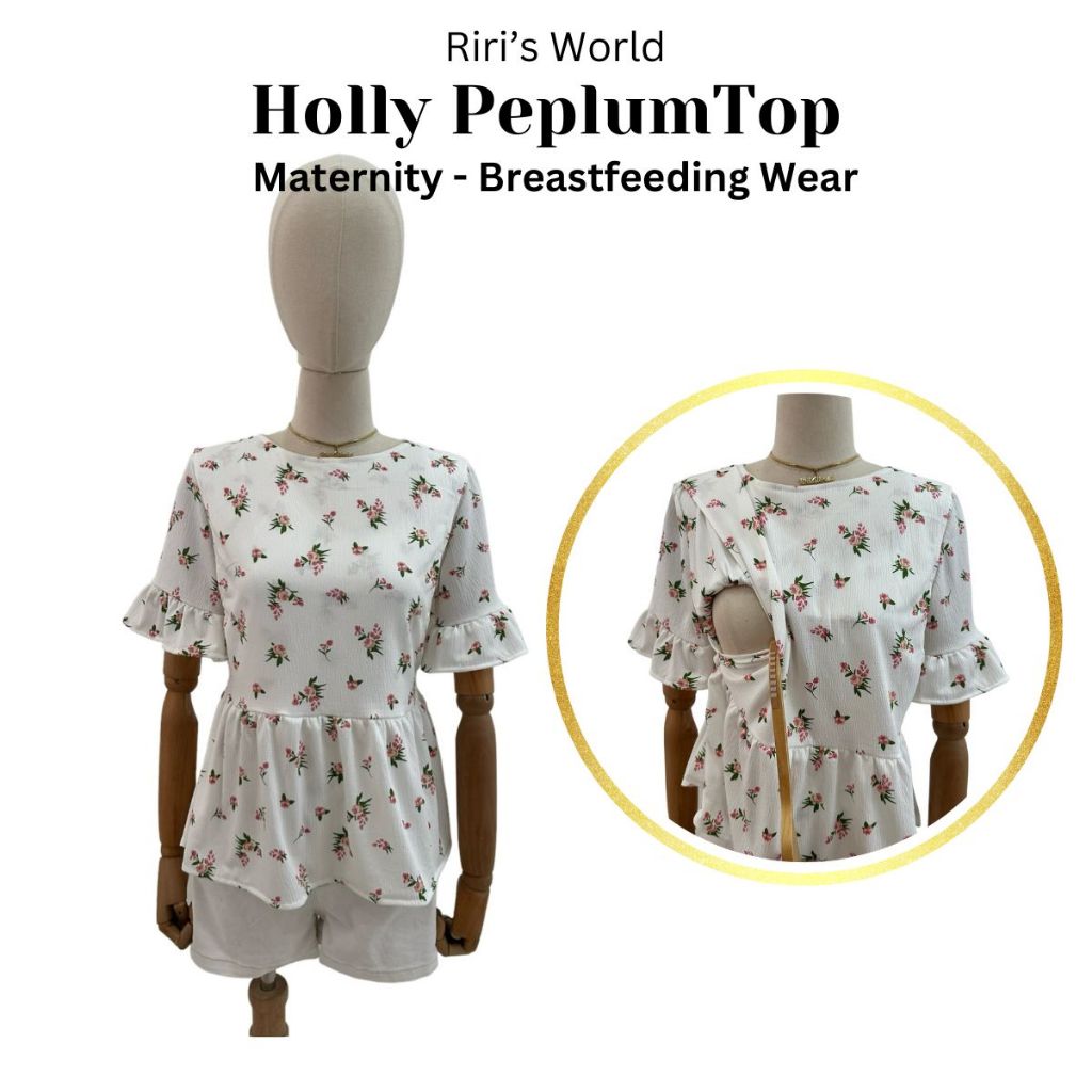 RirisWorld| Holly Peplum Maternity -  Breastfeeding Top - Maternity Top - Nursing Top