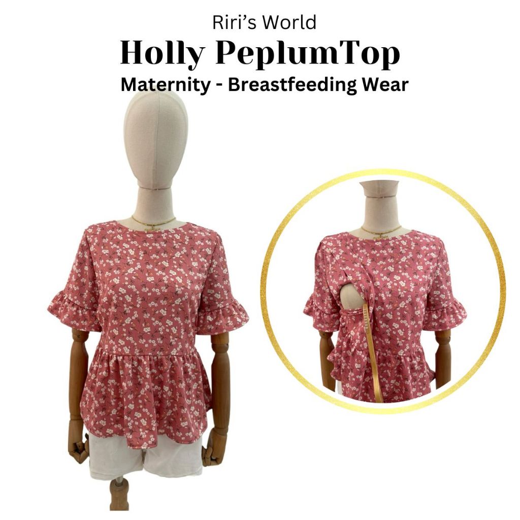 RirisWorld| Holly Peplum Maternity -  Breastfeeding Top - Maternity Top - Nursing Top