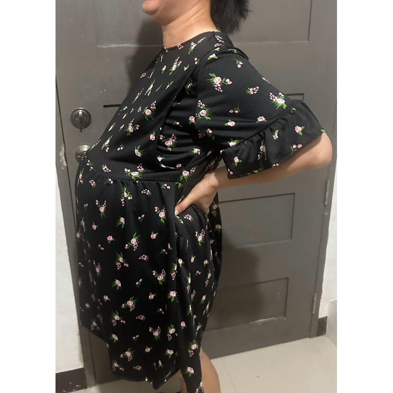 Riri's World| Judy Peplum Maternity - Breastfeeding Midi Dress - Pregnancy Dress -  Nursing Dress