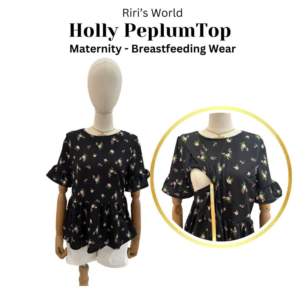 RirisWorld| Holly Peplum Maternity -  Breastfeeding Top - Maternity Top - Nursing Top