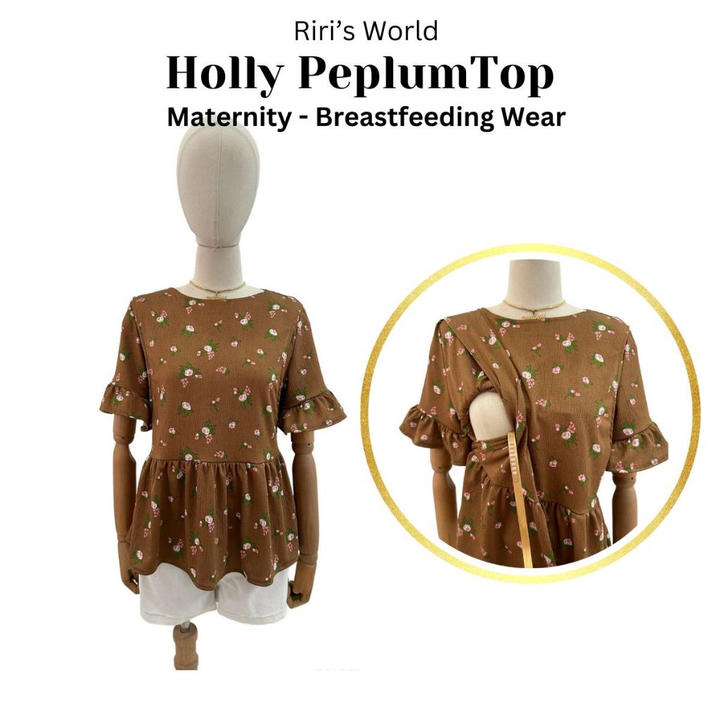 RirisWorld| Holly Peplum Maternity -  Breastfeeding Top - Maternity Top - Nursing Top