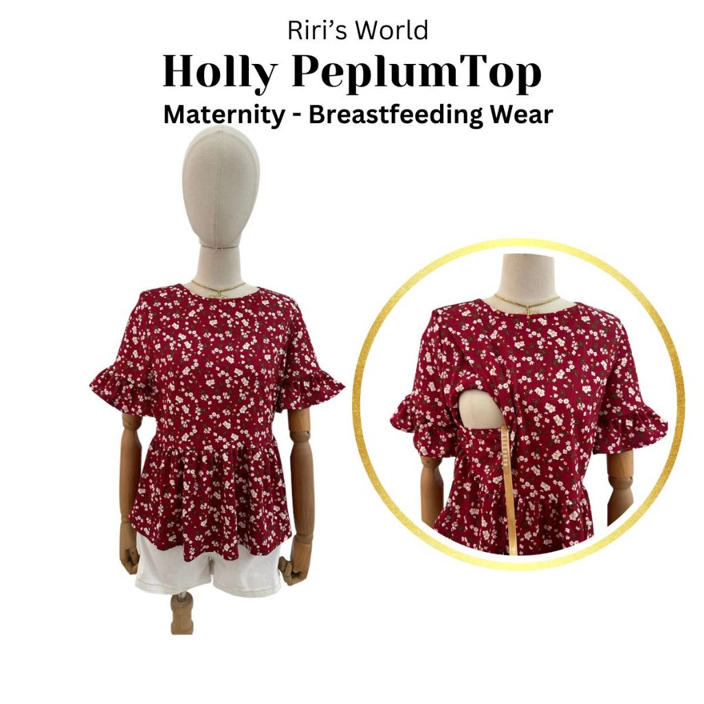 RirisWorld| Holly Peplum Maternity -  Breastfeeding Top - Maternity Top - Nursing Top